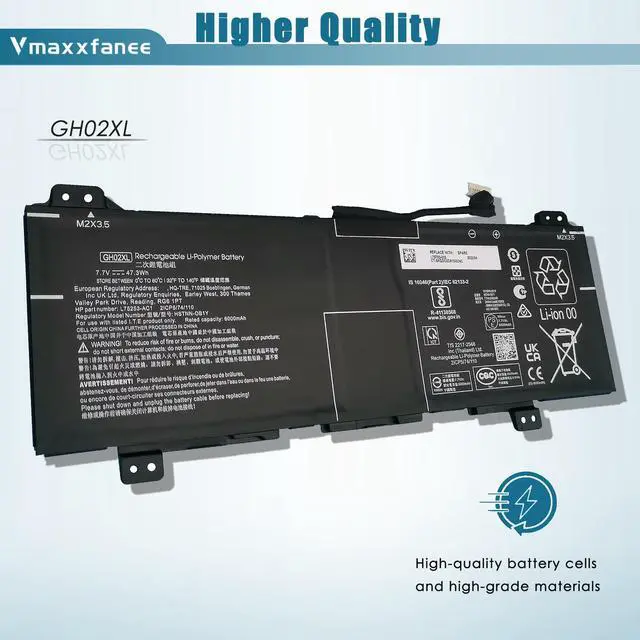 Alt view image 3 of 7 - GH02XL 47.3Wh Laptop Battery Replacement for HP Chromebook 11A G8 11 G8 14 G6 Chromebook X360 11 G3 14AT-NA000 NA0010DS NA0010CA Series HSTNN-DB9M L75253-271 L75783-005 7.7V