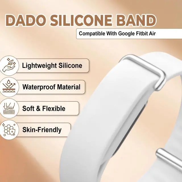 Alt view image 2 of 7 - Soft Silicone Band Compatible with Google Fitbit Air, Adjustable Rubber Sport Replacement Wristband, Comfortable Watch Strap for Men Women