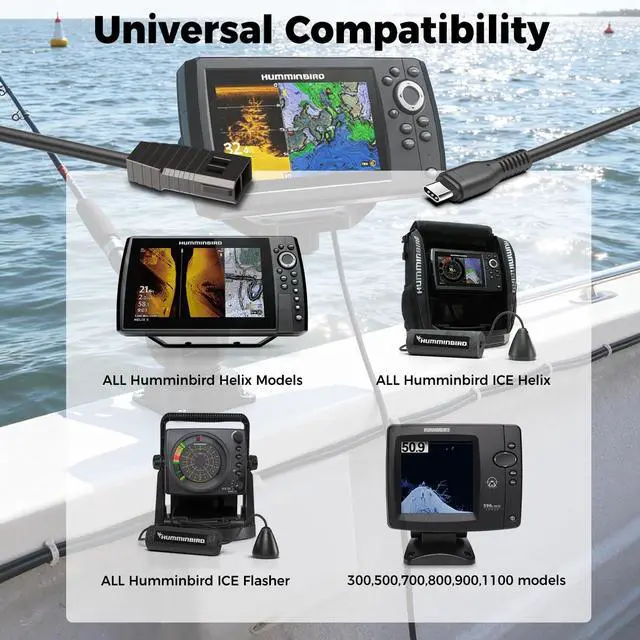 Alt view image 2 of 6 - PD USB-C to 12V DC Power Cord for Humminbird All Helix Fish Finders, Humminbird PC Helix 5/7/8/9/10/12/15, ICE Helix ICE Flasher 720105-1 411670-1, All 300 500 600 700 800 900 1100 Models