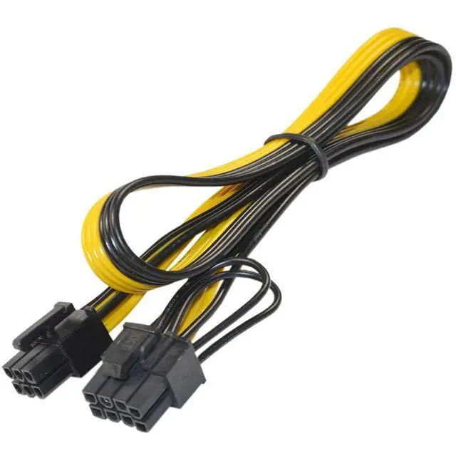 Alt view image 3 of 7 - 10-Pack 6 Pin Male to 8 Pin (6+2) Male GPU PCI-e PCIE Power Cable PCI Express Extension Cable BTC Bitcoin Mining Motherboard Graphics Video Card Splitter Hub Adapter Cable, 20-inch