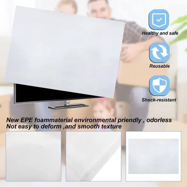 Alt view image 3 of 6 - 2 Pcs TV Cover for Moving Foam Flat Screen Cover Waterproof and Weatherproof Protection Supplies 30 x 40'' Display Screen Protector for TV Moving, Storage, or Renovation Fits to 43"