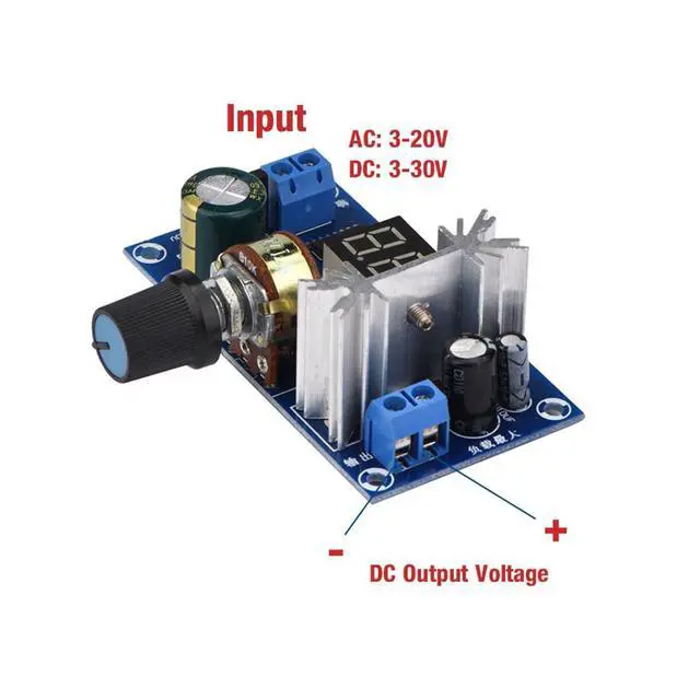Alt view image 5 of 7 - Ac Dc Voltage Regulator Adjustable, LM317 2A Digital Display Adjustable Voltage Regulator for Converting Tension You Need, DC 3-30V AC 3-20V to DC 1.25V-28V Output Voltage