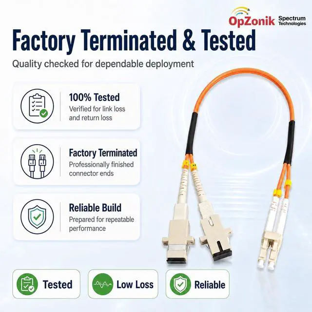 Alt view image 7 of 7 - 1FT LC to SC Fiber Optic Adapter Cable Multimode OM1 62.5/125 Duplex, LC Male to SC Female Fiber Adapter Cable 0.3 Meter (1 FT)