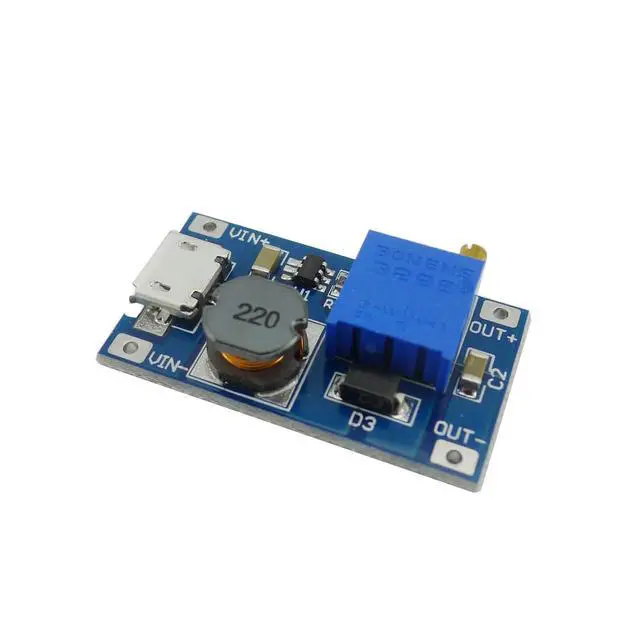 Alt view image 2 of 6 - 10-Pack MT3608 DC-DC Boost Converter, Micro USB | 2-24V to 5-28V adjustable, up to 93% efficiency, for DIY power supply and student electronics projects