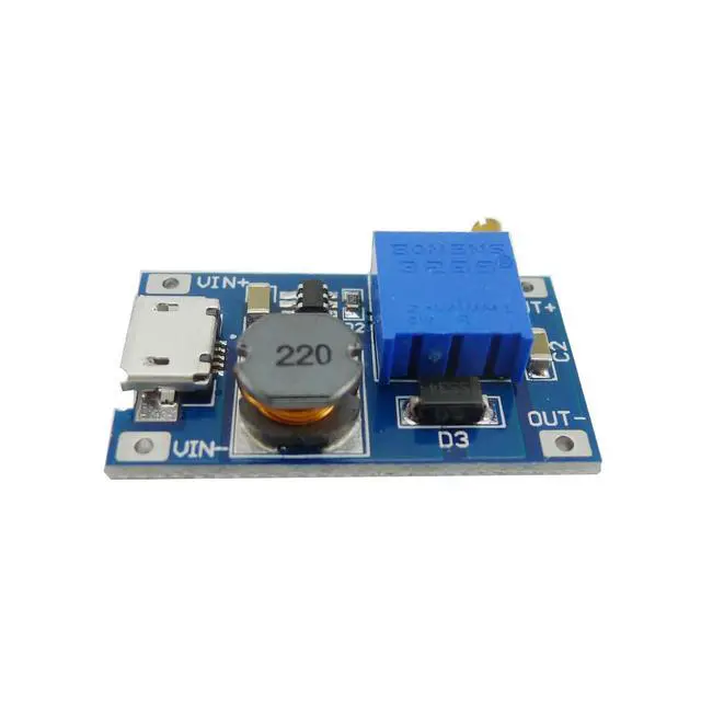 Alt view image 4 of 6 - 10-Pack MT3608 DC-DC Boost Converter, Micro USB | 2-24V to 5-28V adjustable, up to 93% efficiency, for DIY power supply and student electronics projects