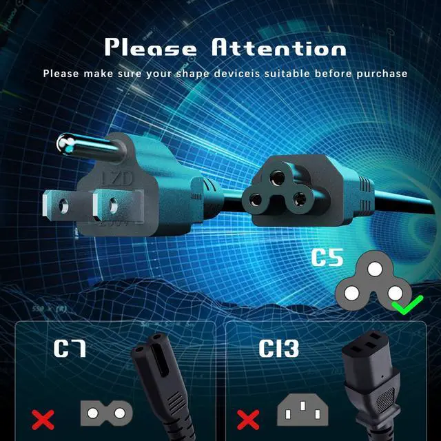 Alt view image 2 of 6 - Charger Cable for Ninebot by Segway MAX G3/G2/G30/G30P/P65/P100S/F60,Universal 3 Prong AC Power Cord Replacment for PC, TV, Computer, Monitor, Printer, Radio, Appliance & More,6Ft