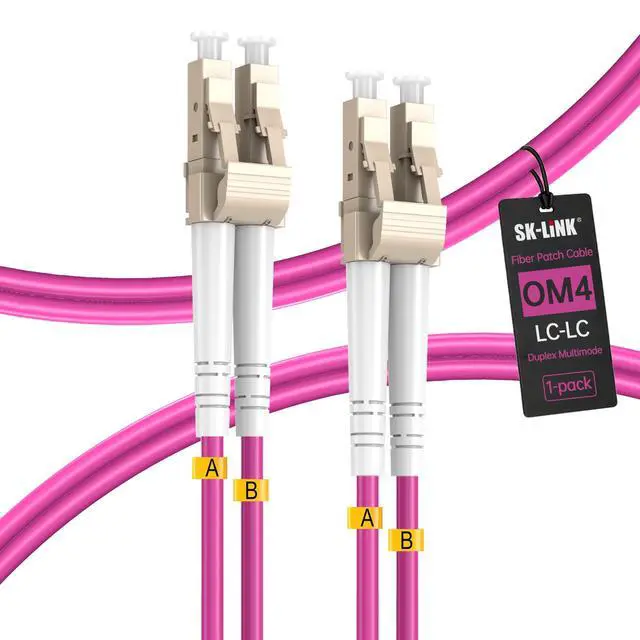 Main image of OM4 LSZH LC-LC UPC Fiber Optic Patch Cord 20m/66ft Multimode Duplex | Magenta Fiber Optic Cables Flame-retardant 40GB/100GB Internet cable