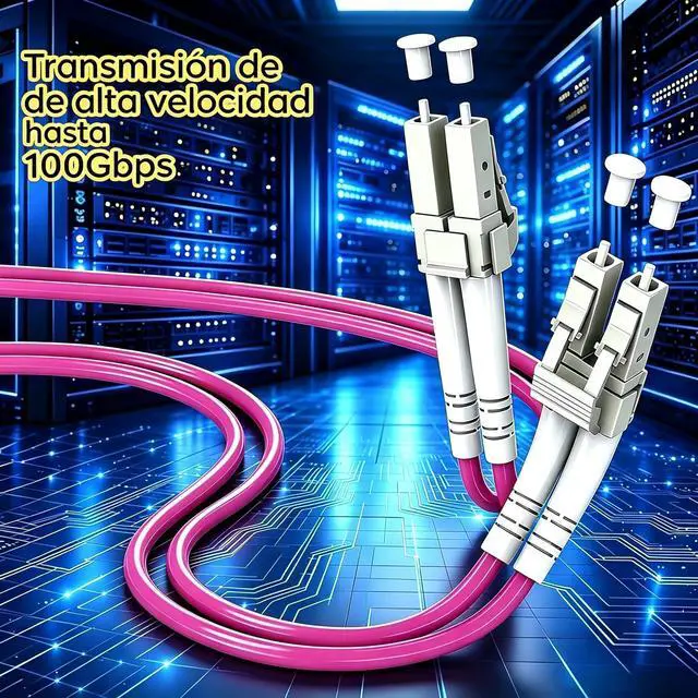 Alt view image 2 of 7 - OM4 LSZH LC-LC UPC Fiber Optic Patch Cord 20m/66ft Multimode Duplex | Magenta Fiber Optic Cables Flame-retardant 40GB/100GB Internet cable