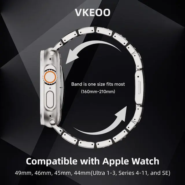 Alt view image 4 of 6 - Magnetic Titanium Band Compatible with Apple Watch Ultra 3 2 1 Series 11 10 9 8 7 SE, Premium Dual Material Strap for Men Business & Sports, Compatible with 44mm 45mm 46mm 49mm Large Dial Models