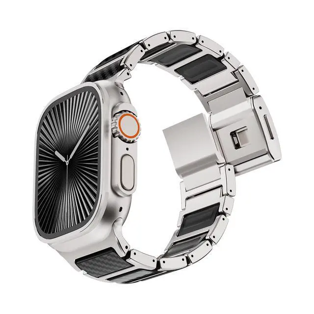 Alt view image 6 of 6 - Magnetic Titanium Band Compatible with Apple Watch Ultra 3 2 1 Series 11 10 9 8 7 SE, Premium Dual Material Strap for Men Business & Sports, Compatible with 44mm 45mm 46mm 49mm Large Dial Models