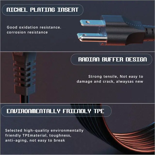Alt view image 3 of 6 - Charger Cable for Ninebot by Segway MAX G3/G2/G30/G30P/P65/P100S/F60,Universal 3 Prong AC Power Cord Replacment for PC, TV, Computer, Monitor, Printer, Radio, Appliance & More,6Ft