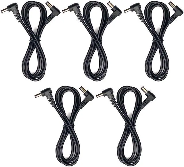 Main image of (5) Pack 3 Foot Right Angle DC Power 5.5mm x 2.1mm Patch Cables Wire Male to Male