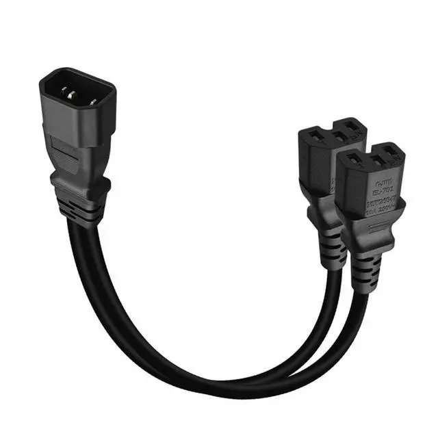 Alt view image 4 of 6 - 2 Pack IEC320 C14 to Dual Socket C15+C15 Y Splitter Power Adapter CableDual C15 Female to C14 Male PDU Style Computer AC Power Cable for Computer HDTV Monitor&Scanner1FT/0.32M