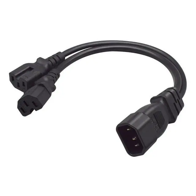 Alt view image 5 of 6 - 2 Pack IEC320 C14 to Dual Socket C15+C15 Y Splitter Power Adapter CableDual C15 Female to C14 Male PDU Style Computer AC Power Cable for Computer HDTV Monitor&Scanner1FT/0.32M