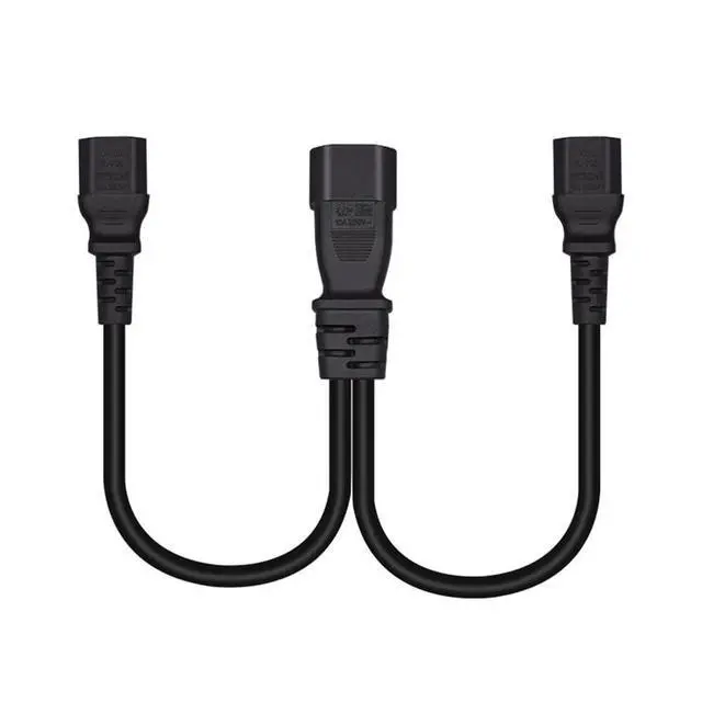 Alt view image 6 of 6 - 2 Pack IEC320 C14 to Dual Socket C15+C15 Y Splitter Power Adapter CableDual C15 Female to C14 Male PDU Style Computer AC Power Cable for Computer HDTV Monitor&Scanner1FT/0.32M
