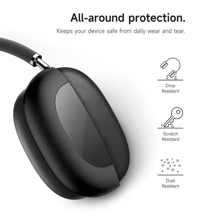 Alt view image 3 of 6 - for AirPods Max Case Cover, TPU Anti-Scratch Ear Cups Cover for AirPods Max Headphones, Rugged Shockproof Accessories Protective Cover for Apple AirPods Max - Black