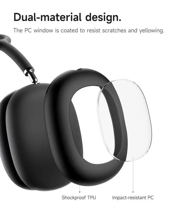 Alt view image 5 of 6 - for AirPods Max Case Cover, TPU Anti-Scratch Ear Cups Cover for AirPods Max Headphones, Rugged Shockproof Accessories Protective Cover for Apple AirPods Max - Black