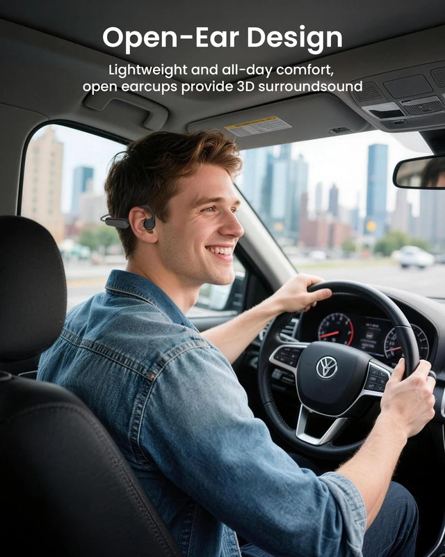 Alt view image 2 of 7 - Bone Conduction Headphones,Open Ear Bluetooth 5.4 Earphones with Mic for Running, 13H Playtime, IP55 Sweat & Water-Resistant Wireless Earbuds, Headphones for Sports, Workouts Cycling, Hiking, DBK