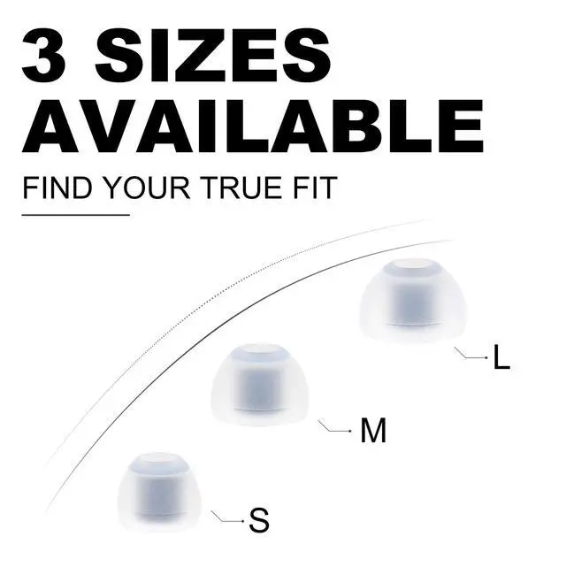 Alt view image 3 of 5 - Replacement Ear Tips Compatible with SIMGOT EM6L, EW300 Earbuds | Soft Silicone Eartips with Portable Storage Box (9 Pairs, White, S/M/L)