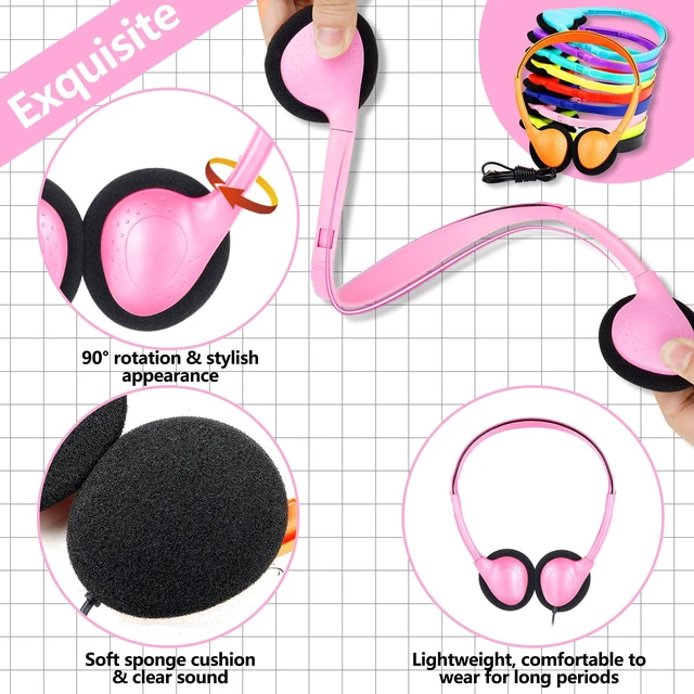 Alt view image 3 of 6 - USB C Classroom Headphones Bulk for Kids, Wired On Ear 20 Pack | Type C Headphones for School Students Museum Library Computer Lab K-12 Boys Girls Teens Mixed Colors