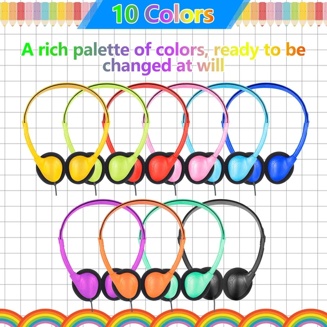 Alt view image 6 of 6 - USB C Classroom Headphones Bulk for Kids, Wired On Ear 20 Pack | Type C Headphones for School Students Museum Library Computer Lab K-12 Boys Girls Teens Mixed Colors