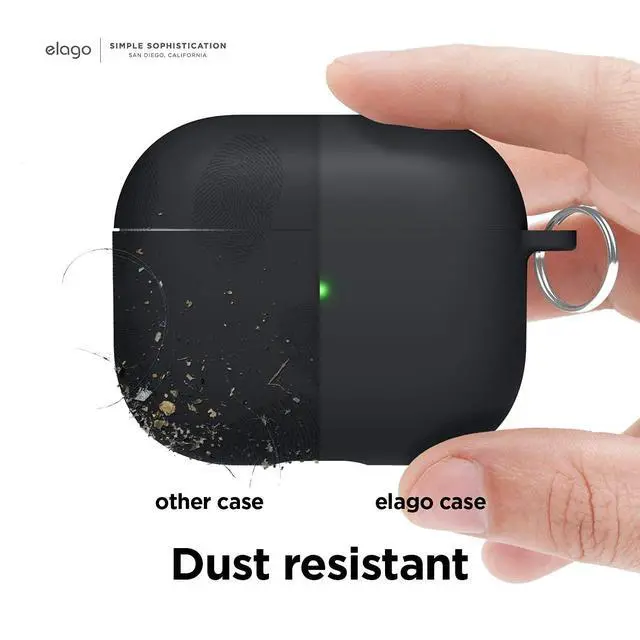 Alt view image 4 of 6 - Liquid Hybrid Case for AirPods 3 | Triple Layer Protection, Keychain Included, Wireless Charging, Shock Resistant (Black)