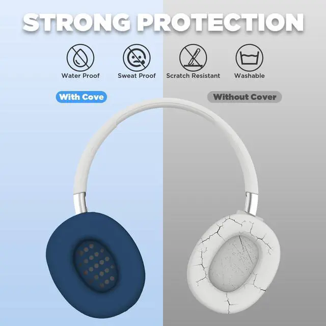 Alt view image 3 of 6 - for JBL Tune 720BT Ear Cushions Cover,Soft Silicone Protective Case Compatible with JBL Tune 720BT Headphone Earpad, Lightweight Durable Washable (Deep Blue)