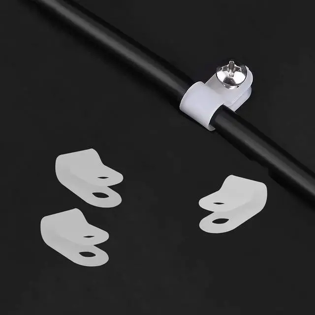 Alt view image 3 of 7 - 400pcs White Nylon R-Type Cable Clamps Fastener for 1/4 Inch (6.35mm) Dia Wire Tube Plastic Wire Cord Clip Fixer for Wire Management