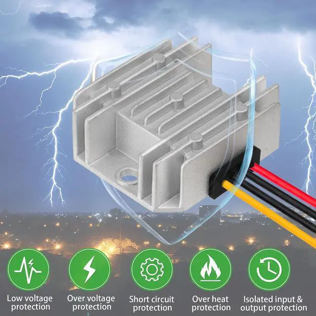 Alt view image 5 of 7 - 8V-40V to 12V Buck Boost Converter 3A 36W for Vehicles | 12V voltage regulator stabilizes fluctuating 8V-40V input for pumps, lights, cameras, and other low-power 12V devices