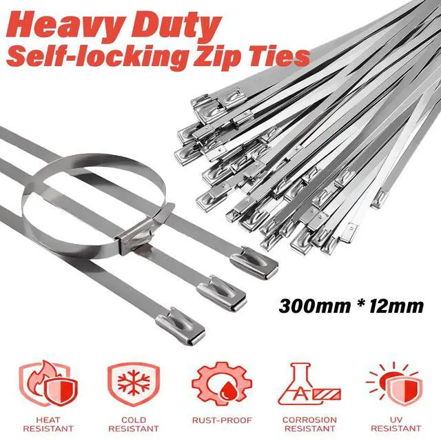 Alt view image 4 of 6 - Stainless Steel Zip Tie Gun Tool Kit, 100x 11.8 Heavy Duty Self-locking Metal Zip Ties, Cable Tie Tensioning Gun with Cutter for Chicken Coop Chain Link Fence Exhaust Wrap Pipe Outdoor