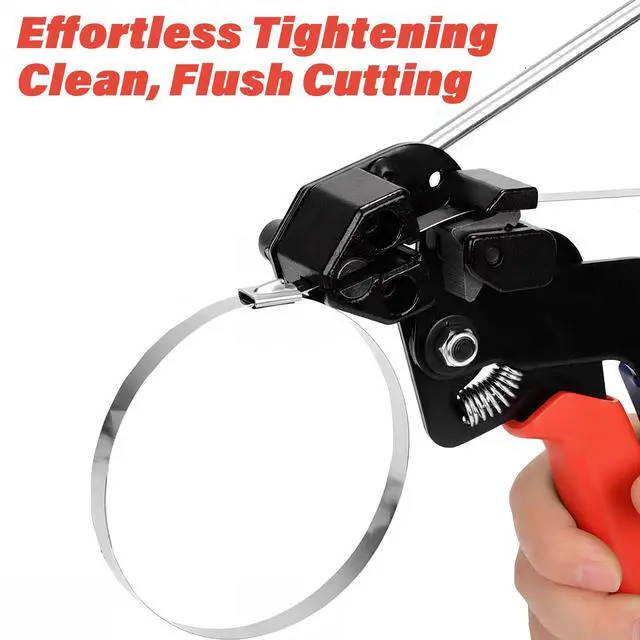 Alt view image 5 of 6 - Stainless Steel Zip Tie Gun Tool Kit, 100x 11.8 Heavy Duty Self-locking Metal Zip Ties, Cable Tie Tensioning Gun with Cutter for Chicken Coop Chain Link Fence Exhaust Wrap Pipe Outdoor
