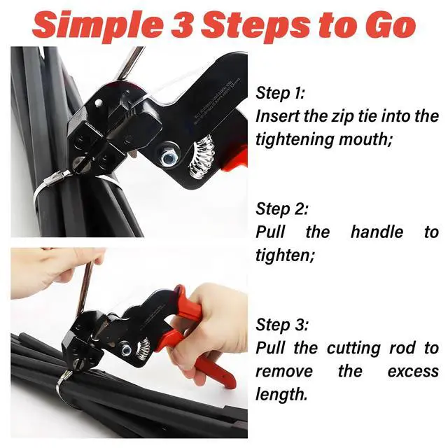 Alt view image 6 of 6 - Stainless Steel Zip Tie Gun Tool Kit, 100x 11.8 Heavy Duty Self-locking Metal Zip Ties, Cable Tie Tensioning Gun with Cutter for Chicken Coop Chain Link Fence Exhaust Wrap Pipe Outdoor