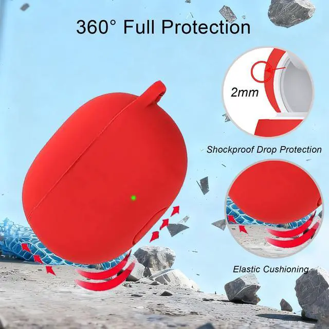 Alt view image 3 of 6 - for Beats Studio Buds Case/Studio Buds Plus Case Cover,Soft Silicone Cover Protective Case with Cute Cherry Daisy Flower Charm Keychain for Beats Studio Buds+ Earbuds Charging Case Red