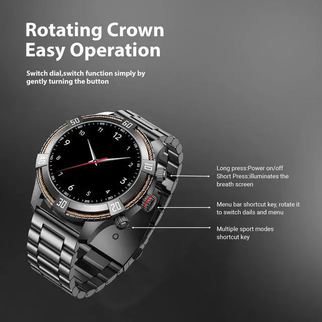 Alt view image 3 of 6 - Smart Watch for Men Bluetooth Answer/Make Call, 1.43" AMOLED Display Luxury Smartwatch, Fitness Tracker with 100+ Sport Modes, Heart Rate/Sleep Monitor for iOS Android, 2 Watch Bands (Black)