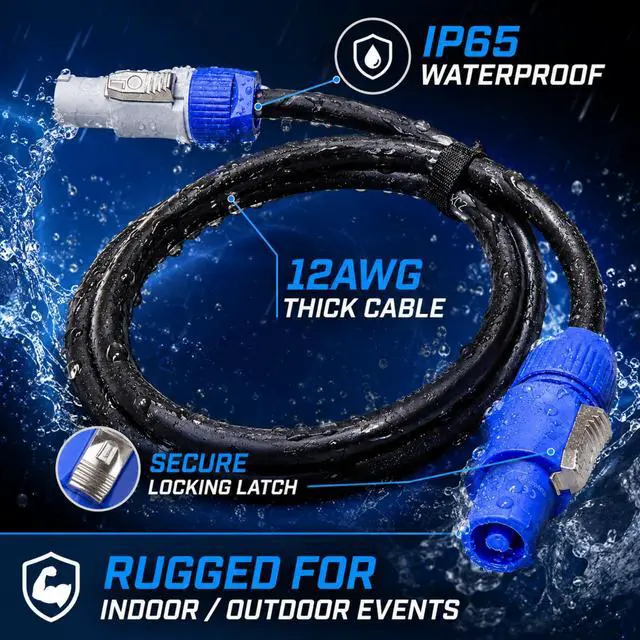 Alt view image 7 of 7 - PowerCon Input to Output Cable 12AWG OFC 20A 3 Pin NAC3FCA to NAC3FCB Twist-Lock IP65 Waterproof Extension Cable for Stage Light Beam Moving Head LED Screen 3FT