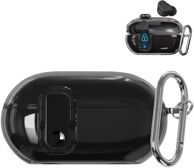 Main image of Clear Shockproof TPU Case Compatible with Beats Solo Buds 2024, Anti-Yellowing Protective Cover for Beats Solo Buds Case with Secure Lock & Carabiner - Clear Black