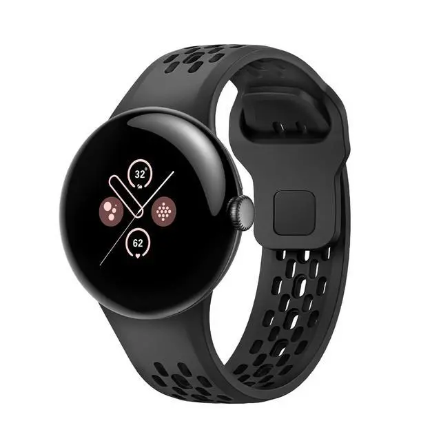 Alt view image 2 of 7 - 3 Packs Fit for Google pixel watch 3 45mm Silicone Watch Band for Women Men,Waterproof Breathable Wristband Adjustable Replacement Watch Straps Compatible with Pixel Watch 4 45mm