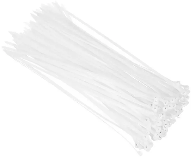 Main image of 100Pcs White Zip Ties 12 Inch, Cable Ties with Metal Tooth Stainless Steel Locking Device Nylon for Indoor Outdoor Garage