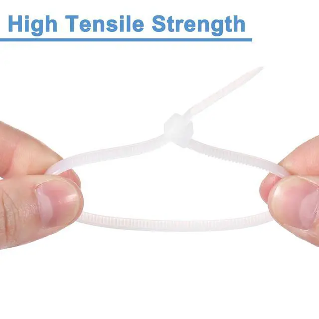 Alt view image 4 of 6 - 100Pcs White Zip Ties 12 Inch, Cable Ties with Metal Tooth Stainless Steel Locking Device Nylon for Indoor Outdoor Garage