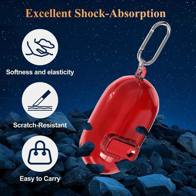 Alt view image 3 of 7 - Clear Shockproof TPU Case Compatible with Beats Solo Buds 2024, Anti-Yellowing Protective Cover for Beats Solo Buds Case with Secure Lock & Carabiner (Clear Red)