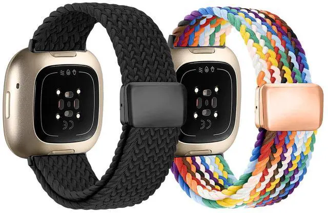 Main image of Braided Magnetic Nylon Bands Compatible with Fitbit Versa 4/Versa 3/Sense/Sense 2,Comfortable Breathable Sprots Nylon Watch Strap Replacement for Women Men