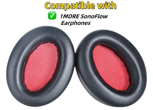 Alt view image 2 of 6 - Replacement Ear Pads for 1MORE SonoFlow/SonoFlow SE Headphones - Black | SonoFlow Pro Ear Cushions with Protein Leather, Memory Foam for Enhanced Comfort, Noise Isolation Ear Pad Cover, Perfect Fit