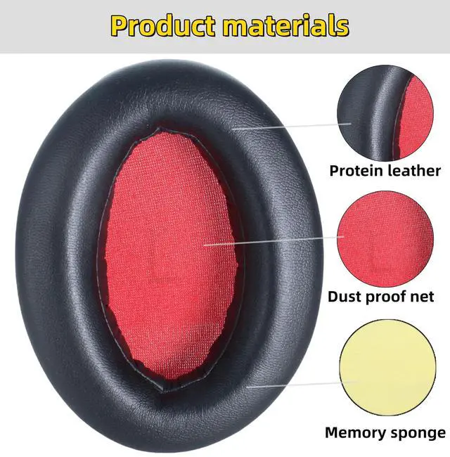 Alt view image 3 of 6 - Replacement Ear Pads for 1MORE SonoFlow/SonoFlow SE Headphones - Black | SonoFlow Pro Ear Cushions with Protein Leather, Memory Foam for Enhanced Comfort, Noise Isolation Ear Pad Cover, Perfect Fit