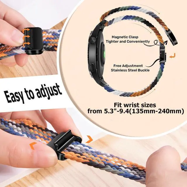 Alt view image 6 of 6 - Braided Magnetic Nylon Bands Compatible with Fitbit Versa 4/Versa 3/Sense/Sense 2,Comfortable Breathable Sprots Nylon Watch Strap Replacement for Women Men