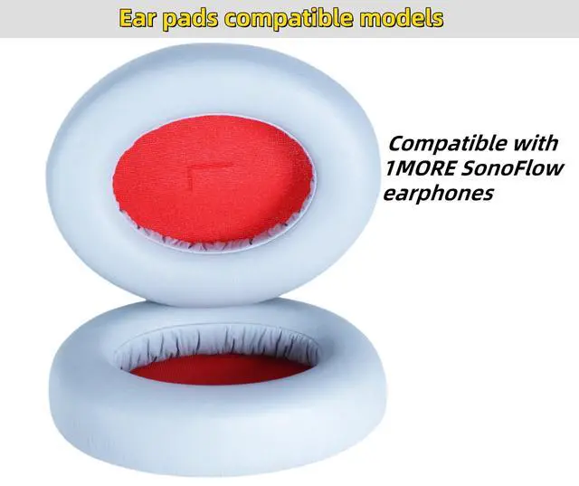 Alt view image 2 of 6 - Replacement Ear Pads for 1MORE SonoFlow Pro Headphones - Gray | 1More Earpads Replacement for SonoFlow SE Earphones,Protein Leather Memory Foam Earcups, Headphone Cushion Cover Repair Parts