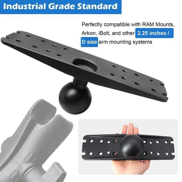 Alt view image 3 of 7 - D Size 2.25" Ball Fish Finder Mount Plate for 9" to 16" Screen | Heavy duty aluminum. Compatible with Garmin Lowrance Humminbird and RAM D size arms. Hardware included
