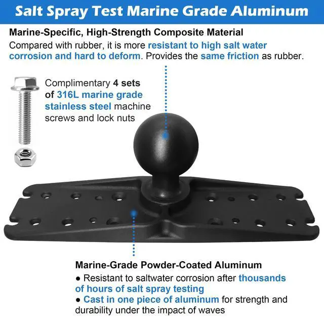 Alt view image 4 of 7 - D Size 2.25" Ball Fish Finder Mount Plate for 9" to 16" Screen | Heavy duty aluminum. Compatible with Garmin Lowrance Humminbird and RAM D size arms. Hardware included