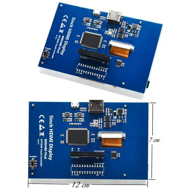 Alt view image 4 of 7 - Padarsey 5 inch Touch Screen 800x480 TFT LCD Display HDMI Interface Supports Raspberry Pi 4 Black, Banana Pi Windows 10 8 7
