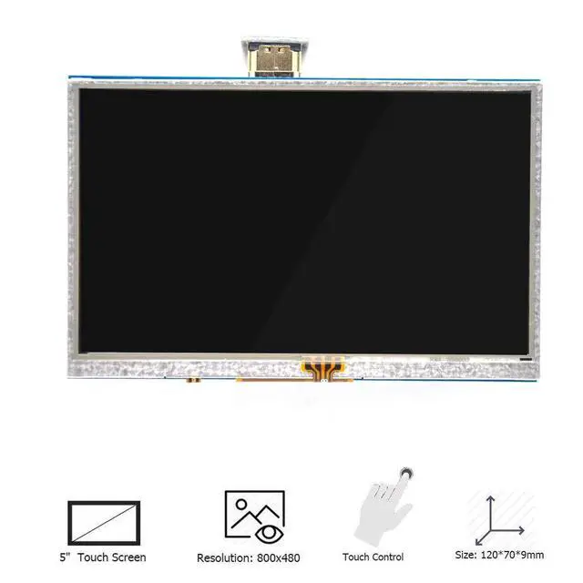 Alt view image 5 of 7 - Padarsey 5 inch Touch Screen 800x480 TFT LCD Display HDMI Interface Supports Raspberry Pi 4 Black, Banana Pi Windows 10 8 7