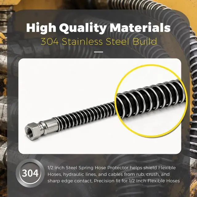 Alt view image 4 of 7 - Hydraulic Hose Protector 1/2 Inch - 20 Ft 304 Stainless Steel Spring Hose Sleeve, 13mm ID 15mm OD Spiral Cable Guard for Flexible Hoses, Cables, Hydraulic Lines, Heavy Machinery